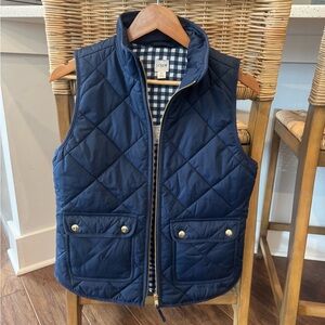 J.Crew Blue Quilted Vest XS Gold Zipper NWT